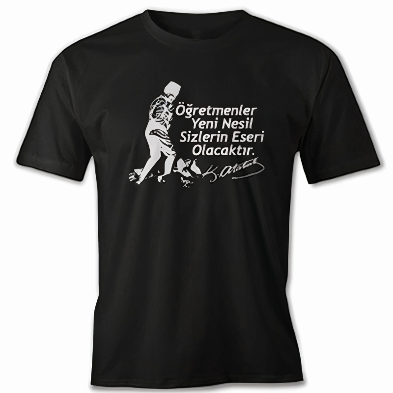 24 Kasım Öğretmenler Baskılı T-shirt - Siyah -