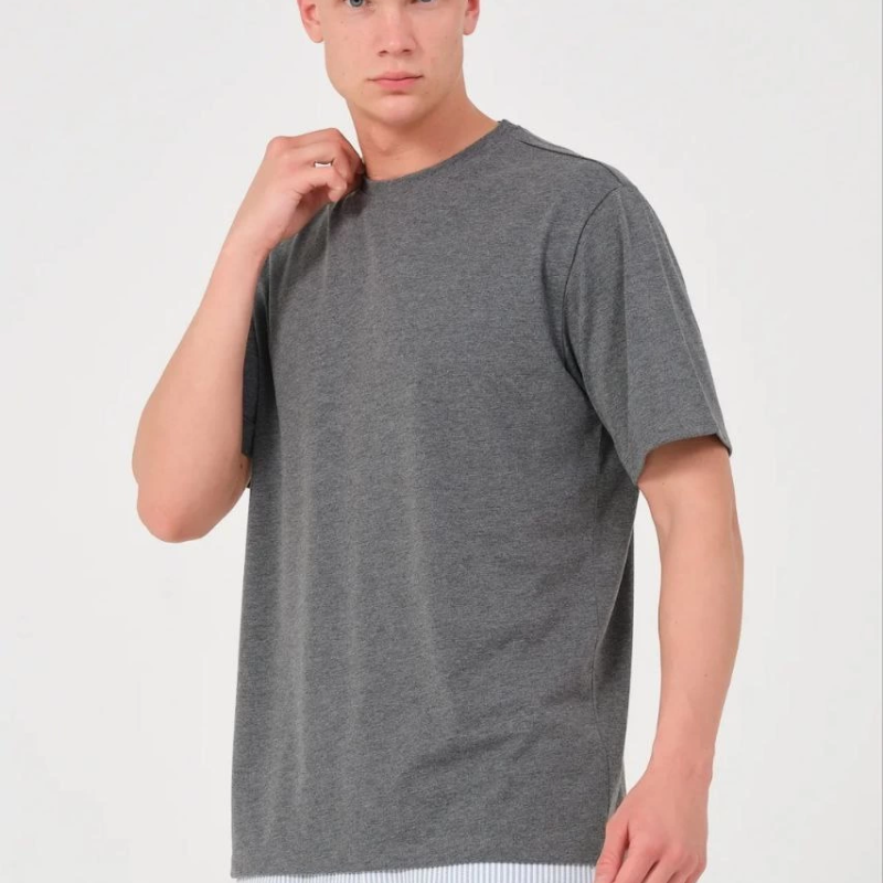 24/1 Düz A Kalite Oversize T-shirt - Antrasit