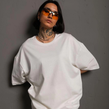 24/1 Düz A Kalite Oversize T-shirt - Beyaz