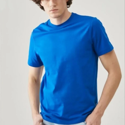 24/1 Düz A Kalite Oversize T-shirt - Mavi -