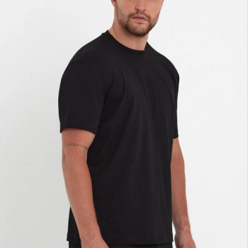24/1 Düz A Kalite Oversize T-shirt - Siyah