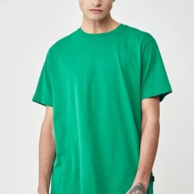 24/1 Düz A Kalite Oversize T-shirt - Yeşil -