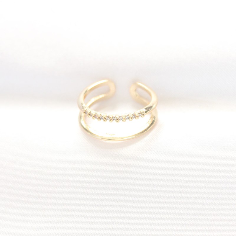 2li Görünümlü Su Yolu Tasarımlı Gold Renk Ayarlanabilir Yüzük