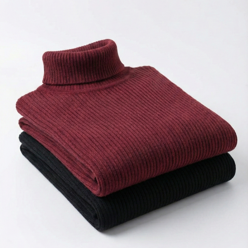 2'li Siyah Bordo   Kaşkorse Boğazlı Full Likralı Fitilli Body Kazak