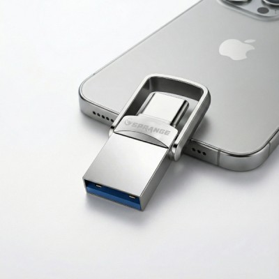 2'si 1 Arada USB 3.2 Type-C Ve USB 64GB Metal Flash Disk