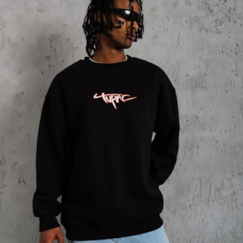 3 İplik Gangster Baskılı Sweatshirt - Siyah -