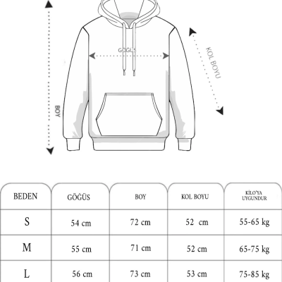 3 İplik Kapşonlu Sweatshirt hoodie - Beyaz