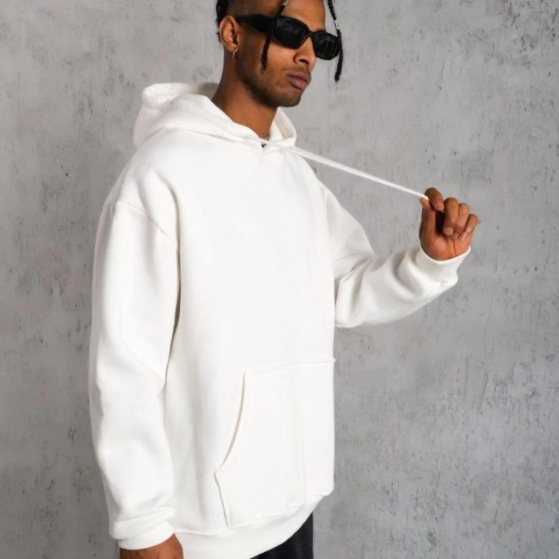 3 İplik Kapşonlu Sweatshirt hoodie - Beyaz