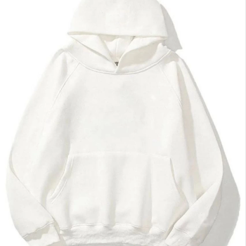 3 İplik Pamuklu   Kapşonlu Sweetshirt - Beyaz -