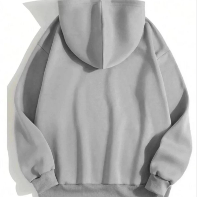 3 İplik Pamuklu   Kapşonlu Sweetshirt - Gri -