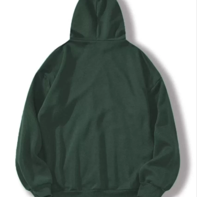 3 İplik Pamuklu   Kapşonlu Sweetshirt - Haki -