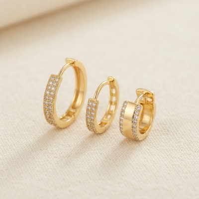3 lü Set Gold Renk Halka Model Küpe