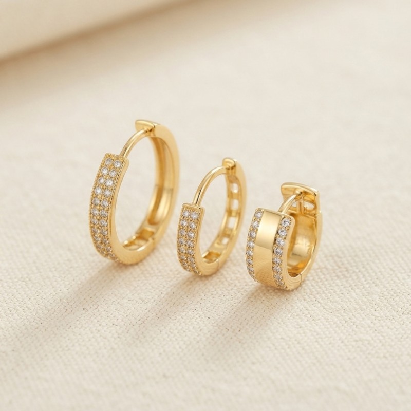 3 lü Set Gold Renk Halka Model Küpe