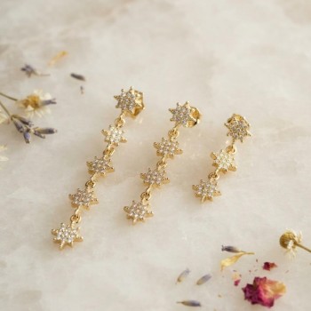 3 lü Set Küpe Gold Renk Kutup Yıldızı Detaylı