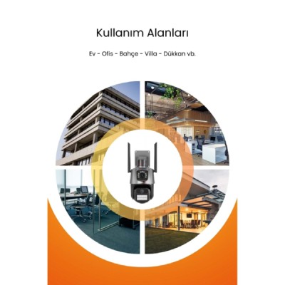  3 MP + 3 MP Çift Lens Wi-Fi TF Kart Girişli Güvenlik Kamerası 