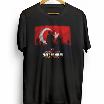 30 Ağustos Atatürk Baskılı T-shirt - Siyah -