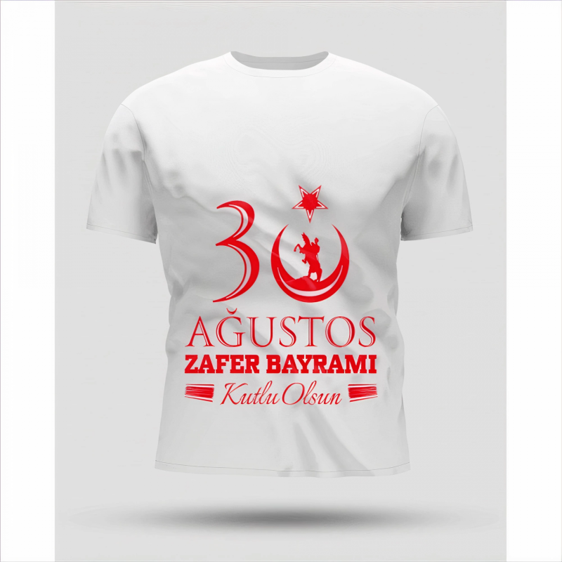 30 Ağustos Oversize Baskılı T-shirt - Beyaz -