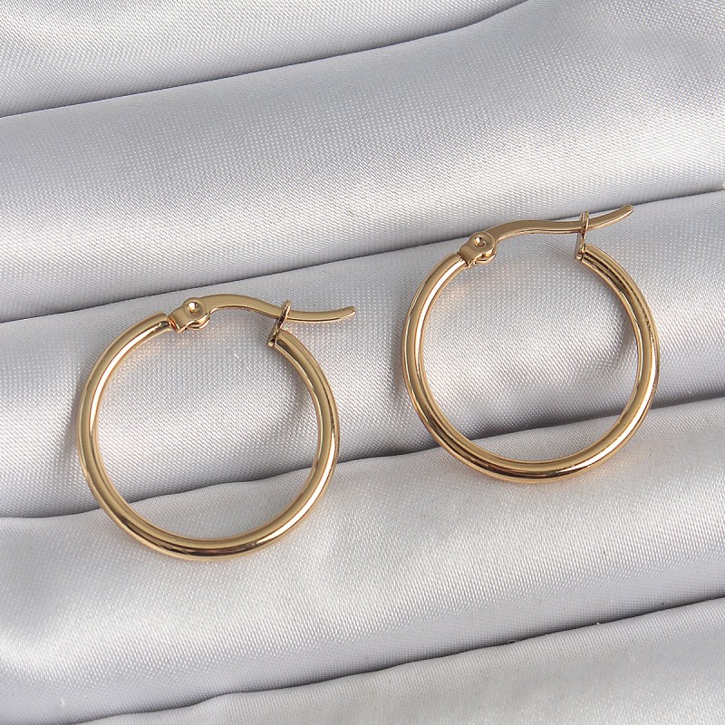 316 Çelik Gold Renk 22mm Kadın Halka Model Küpe