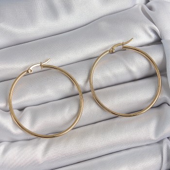 316 Çelik Gold Renk 43 mm Halka Model Kadın Küpe