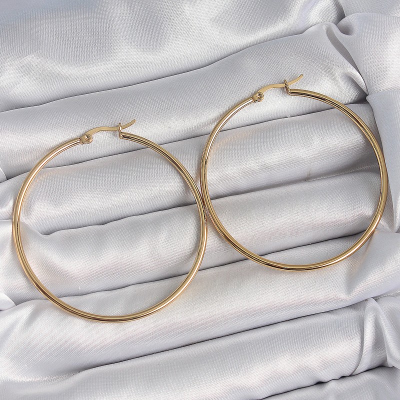 316 Çelik Gold Renk 53 mm Halka Model Kadın Küpe