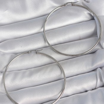 316 Çelik Gümüş Renk 63 mm Halka Model Kadın Küpe