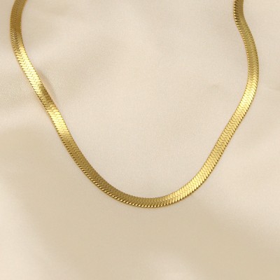 316L Çelik Altın Renk 45 cm İtalyan Zincir Model Kadın Kolye