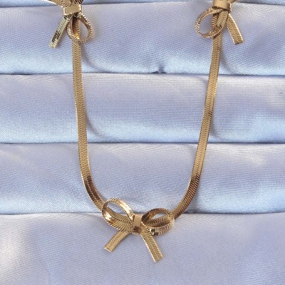 316L Çelik Altın Renk İtalyan Zincirli Fiyonk Kolye