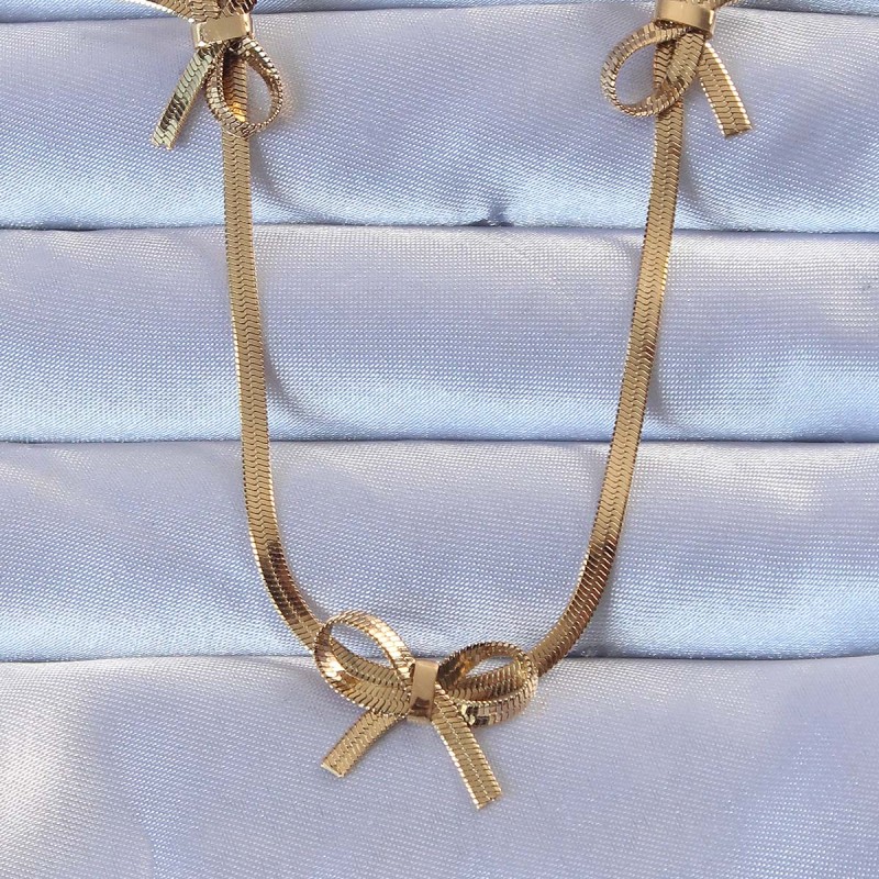 316L Çelik Altın Renk İtalyan Zincirli Fiyonk Kolye