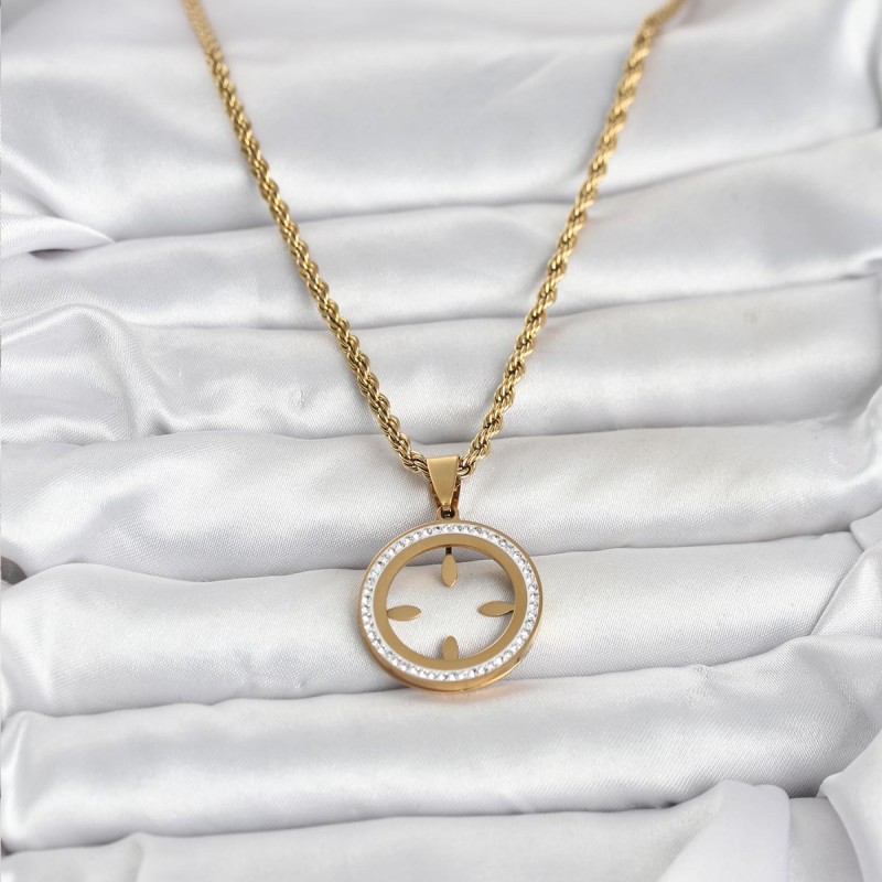 316L Çelik Burgu Zincir Model Çeyrek Takılabilir Kadın Kolye