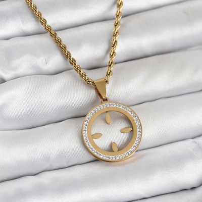 316L Çelik Burgu Zincir Model Çeyrek Takılabilir Kadın Kolye