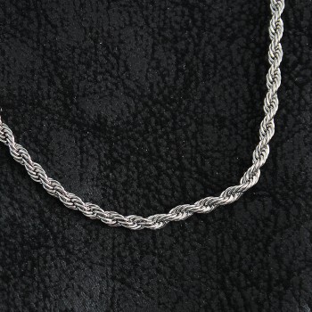 316L Çelik Burgu Zincir Model Gümüş Renk Erkek Kolye