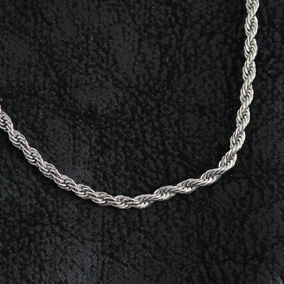 316L Çelik Burgu Zincir Model Gümüş Renk Erkek Kolye