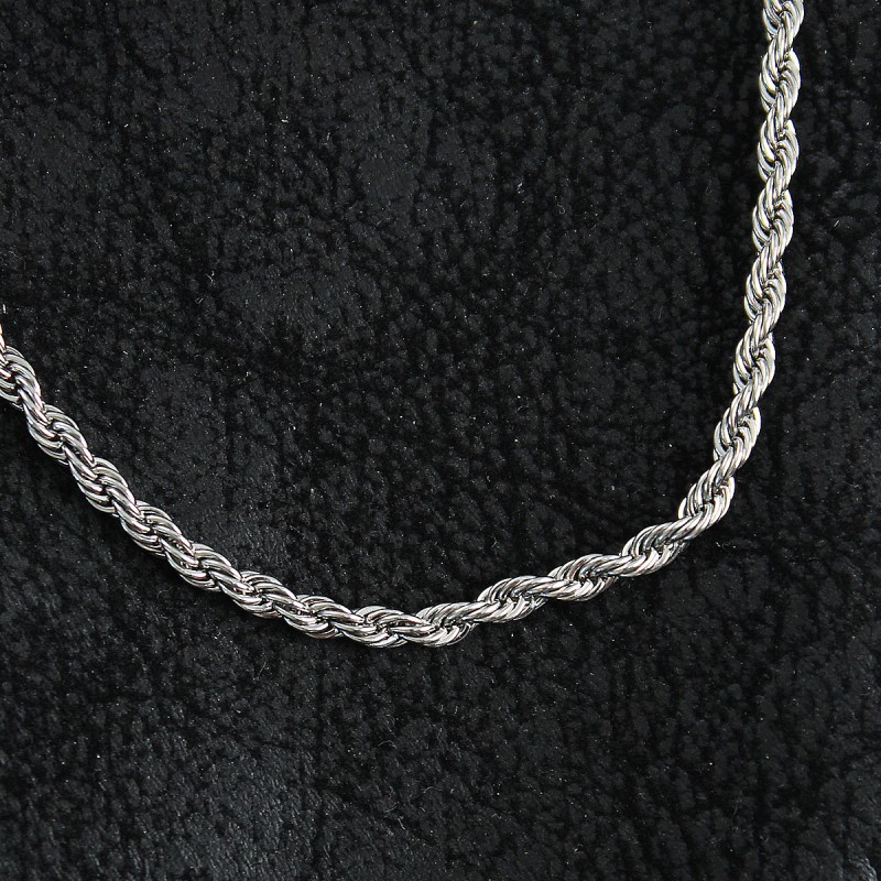 316L Çelik Burgu Zincir Model Gümüş Renk Erkek Kolye