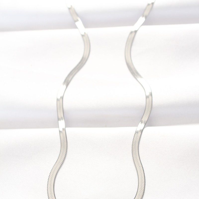 316L Çelik C Harfli Silver Renk İtalyan Zincirli Kolye