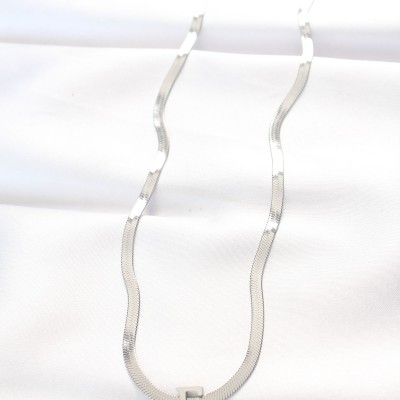 316L Çelik F Harfli Silver Renk İtalyan Zincirli Kolye