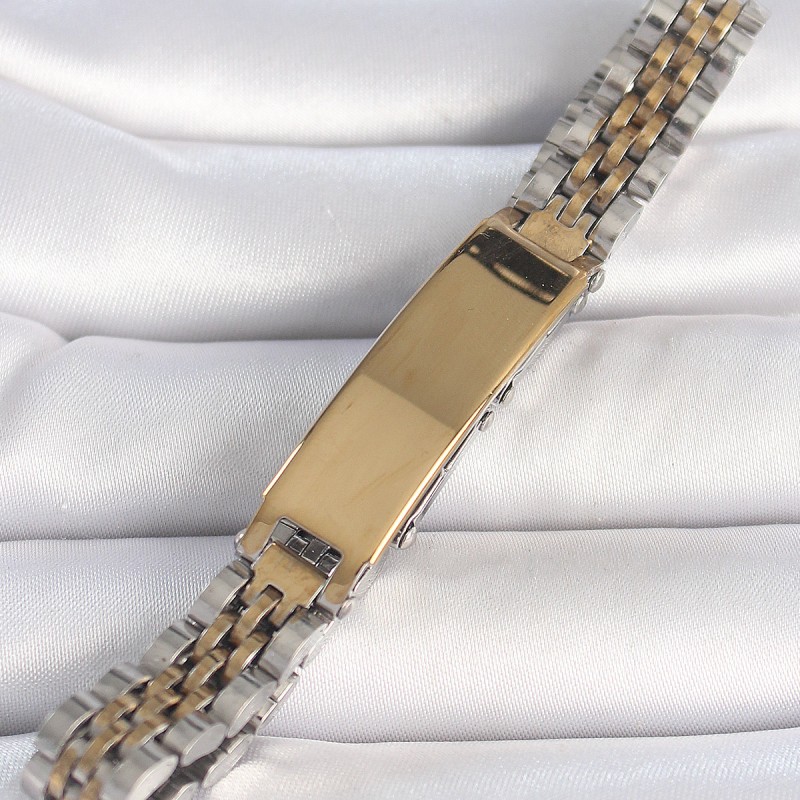 316L Çelik Gold Gümüş Renk Kalın Zincir Künye Model Erkek Bileklik