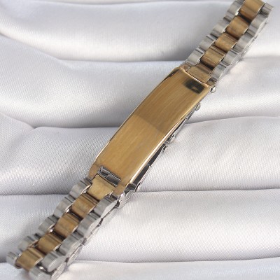 316L Çelik Gold Gümüş Renk Zincir Künye Model Erkek Bileklik