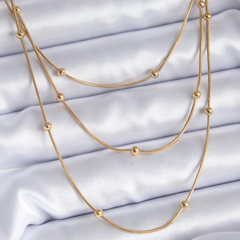 316L Çelik Gold Renk 3'lü Minimal Toplu Kadın Kolye