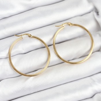316L Çelik Gold Renk 35 mm Halka Kadın Küpe