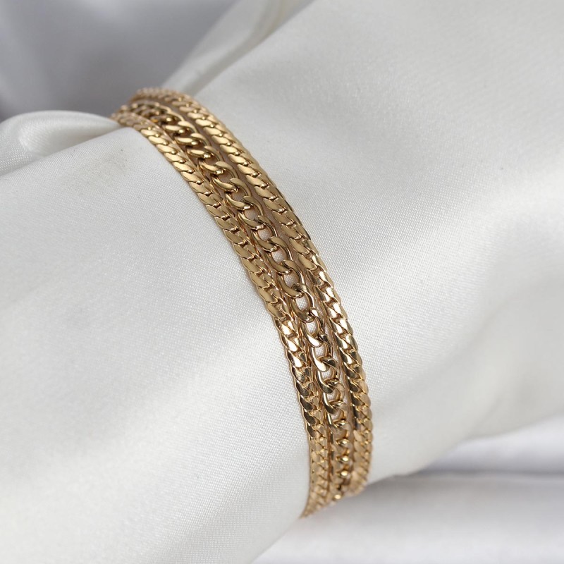 316L Çelik Gold Renk 3'lü Kadın Bileklik