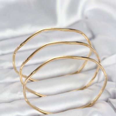 316L Çelik Gold Renk 65 mm Ajda Zikzak Model 3lü Kadın Bileklik