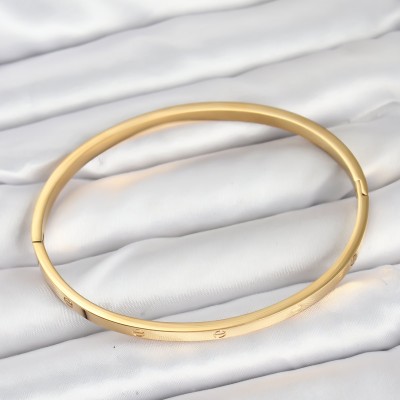 316L Çelik Gold Renk 65 mm İnce Kadın Kelepçe Bileklik
