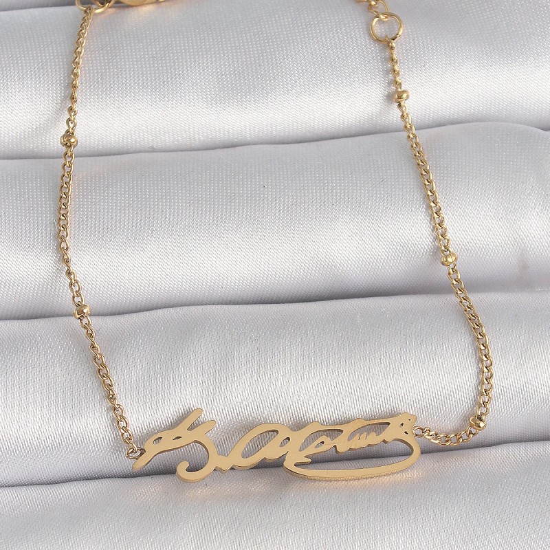316L Çelik Gold Renk Atatürk İmza Model Kadın Bileklik