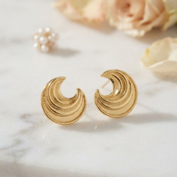 316L Çelik Gold Renk Ay Model Kadın Küpe