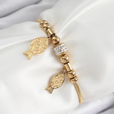 316L Çelik Gold Renk Balık Model Kadın Bileklik