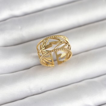 316L Çelik Gold Renk Başak Model Kadın Yüzük