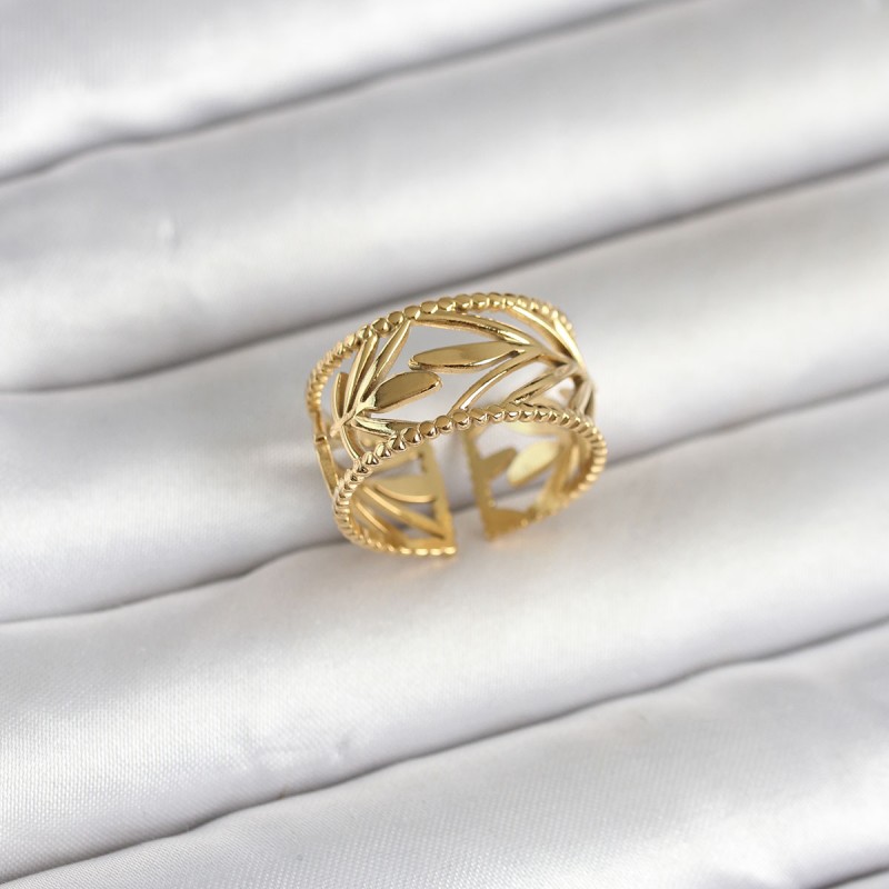 316L Çelik Gold Renk Başak Model Kadın Yüzük
