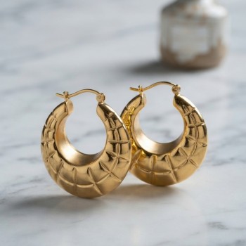 316L Çelik Gold Renk Bohem Halka Model Küpe