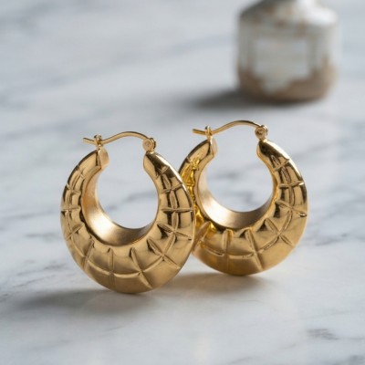 316L Çelik Gold Renk Bohem Halka Model Küpe