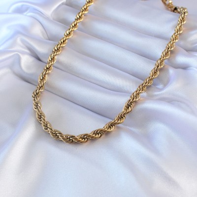 316L Çelik Gold Renk Burgu Model 45 cm Kadın Kolye